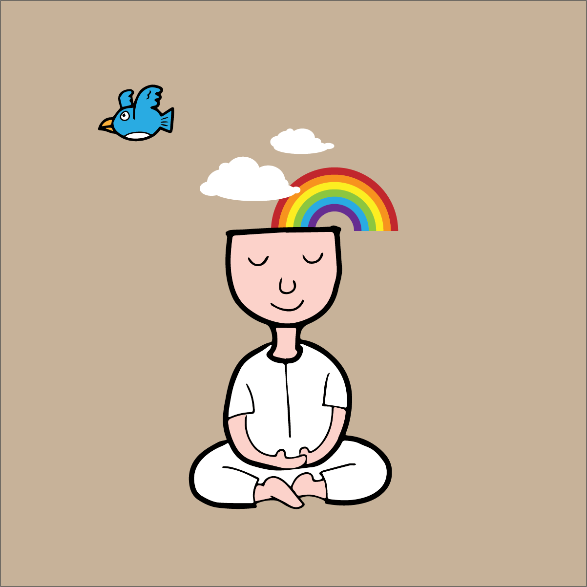 Meditation Cartoon bird rainbow - RICBT & OneCBT: Cognitive Behavior  Therapy & Coaching
